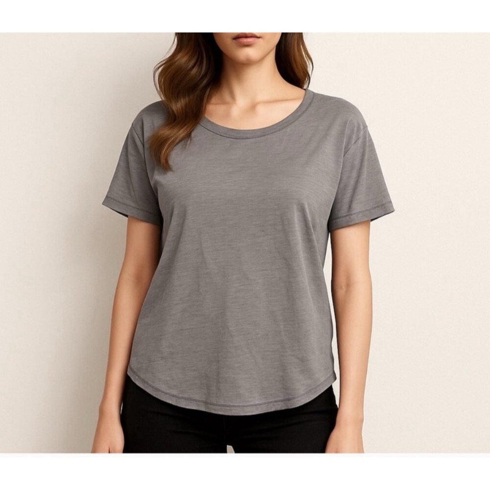 Barefoot Dreams Malibu T-Shirt Size Large Gray Slub Jersey Short Sleeve NWT  077